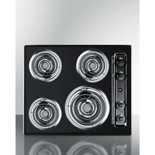 Summit 24 in. Wide 4-Burner Coil Cooktop with 4 Elements, Hot Surface Indicator, UL Safety Listed, Porcelainized Cooking Surface, UL Listed - TEL03