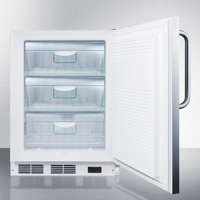 Summit 24 In. Wide All-Freezer, ADA Compliant with 3.5 cu. ft. Capacity, Right Hinge, Manual Defrost, ADA Compliant, Approved for Medical Use, Adjustable Thermostat - VT65ML7SS