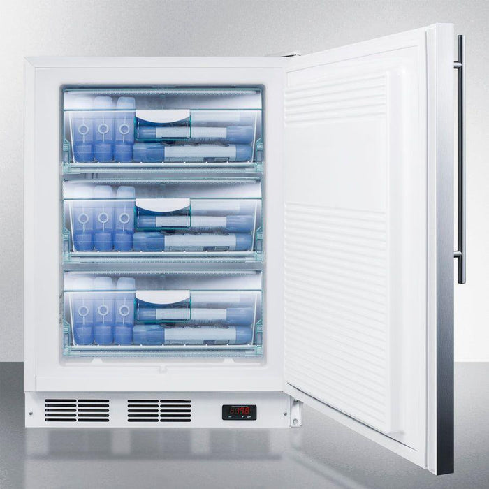 Summit 24 In. Wide All-Freezer, ADA Compliant with 3.5 cu. ft. Capacity, Right Hinge, Manual Defrost, ADA Compliant, Approved for Medical Use, Adjustable Thermostat - VT65ML7SS