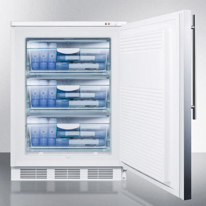 Summit 24 In. Wide All-Freezer with 3.5 cu. ft. Capacity, Right Hinge, Manual Defrost, Approved for Medical Use, Factory Installed Lock, - VT65MLSS