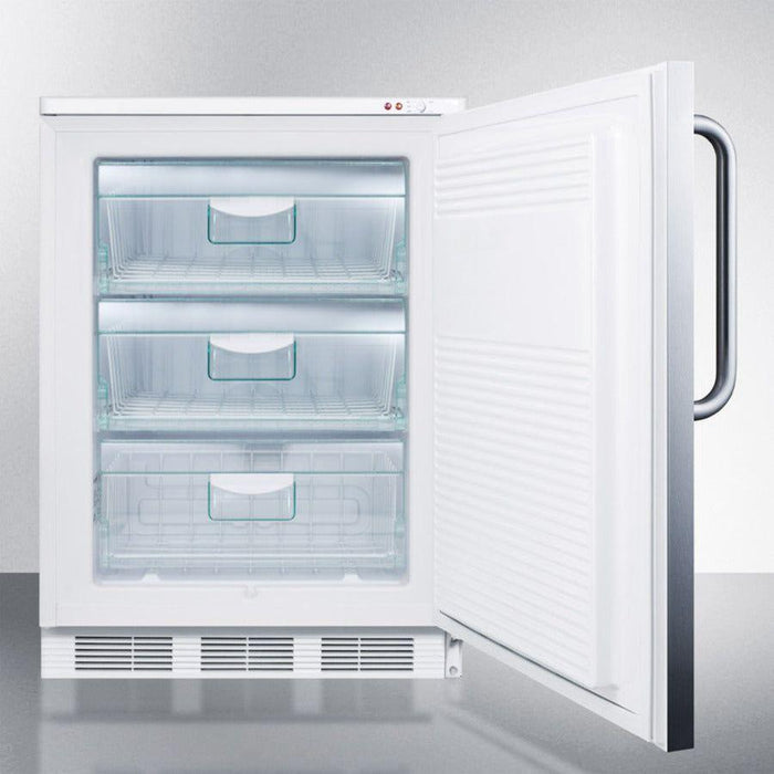 Summit 24 In. Wide All-Freezer with 3.5 cu. ft. Capacity, Right Hinge, Manual Defrost, Approved for Medical Use, Factory Installed Lock, - VT65MLSS