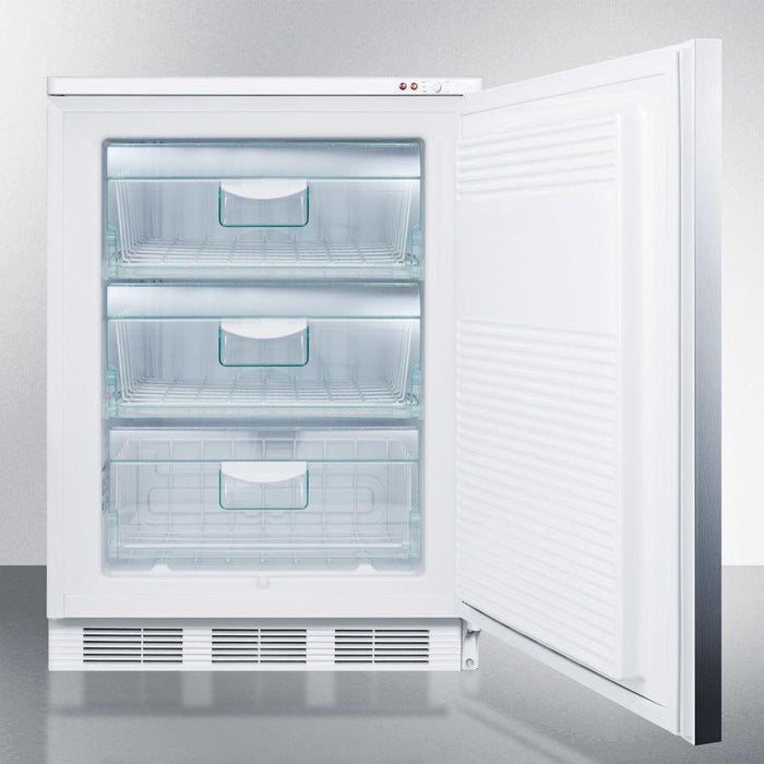 Summit 24 In. Wide All-Freezer with 3.5 cu. ft. Capacity, Right Hinge, Manual Defrost, Approved for Medical Use, Factory Installed Lock, - VT65MLSS