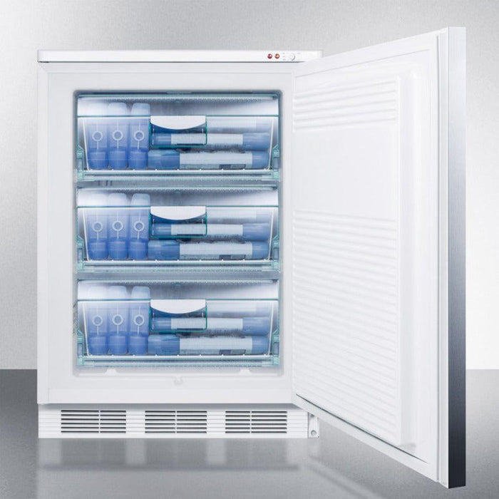 Summit 24 In. Wide Built-In All-Freezer with 3.5 cu. ft. Capacity, Right Hinge, Manual Defrost, Approved for Medical Use, CFC Free, Adjustable Thermostat - VT65MLBISS