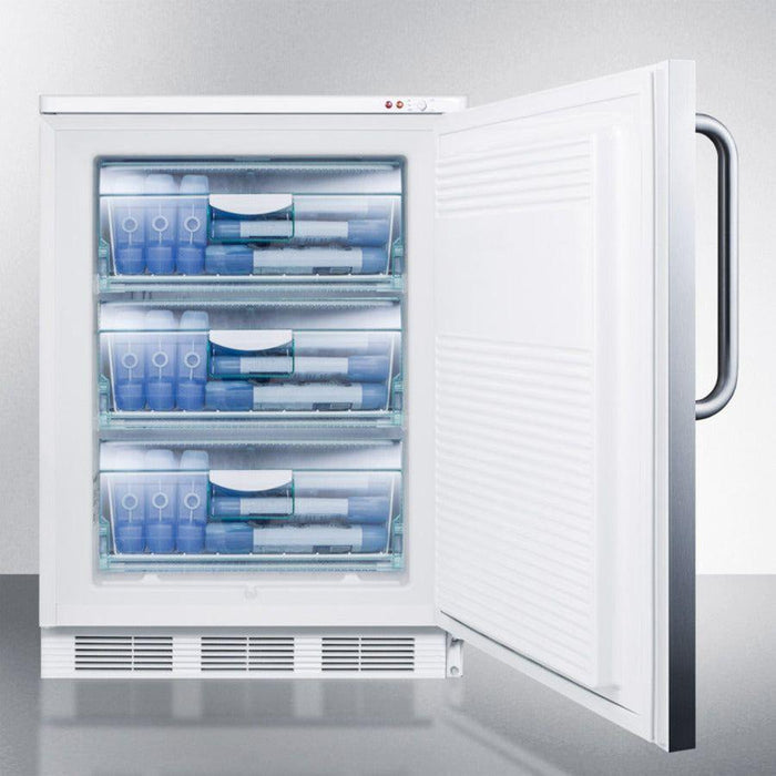 Summit 24 In. Wide Built-In All-Freezer with 3.5 cu. ft. Capacity, Right Hinge, Manual Defrost, Approved for Medical Use, CFC Free, Adjustable Thermostat - VT65MLBISS