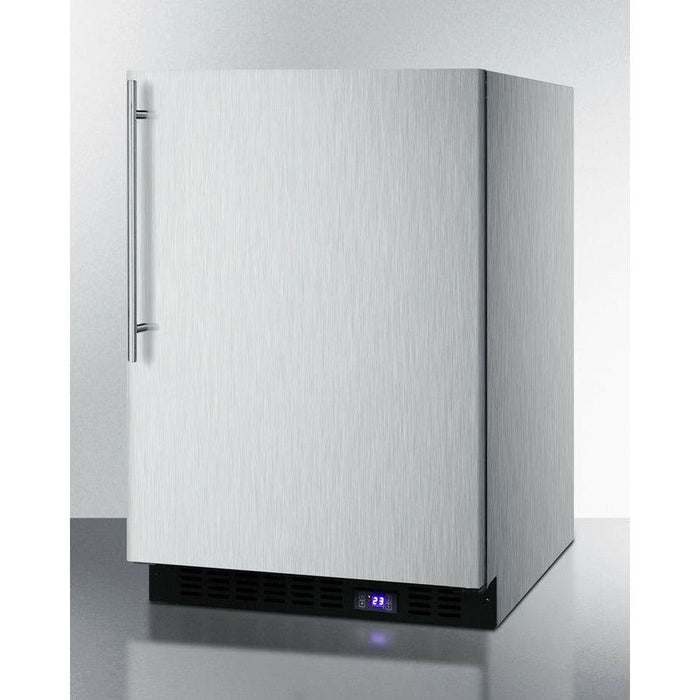 Summit 24 in. Wide Built-In All-Freezer With Icemaker, Adjustable Chrome Shelves, Door/Temperature Alarms, Temperature Memory Function, Recessed LED Light - SCFF53BXCSS