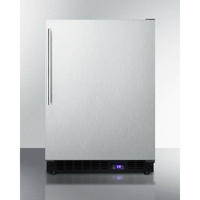 Summit 24 in. Wide Built-In All-Freezer With Icemaker, Adjustable Chrome Shelves, Door/Temperature Alarms, Temperature Memory Function, Recessed LED Light - SCFF53BXCSS