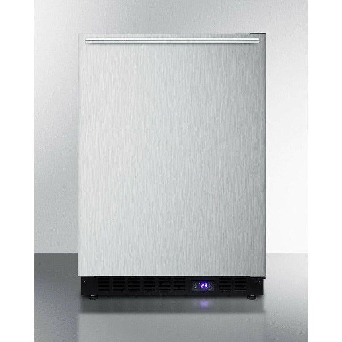 Summit 24 in. Wide Built-In All-Freezer With Icemaker, Adjustable Chrome Shelves, Door/Temperature Alarms, Temperature Memory Function, Recessed LED Light - SCFF53BXCSS