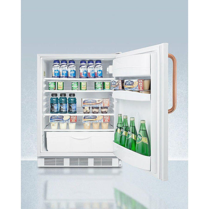 Summit 24 in. Wide Built-In All-Refrigerator with Antimicrobial Pure Copper Handle, ADA Compliant - FF6LWBI7TBCADA