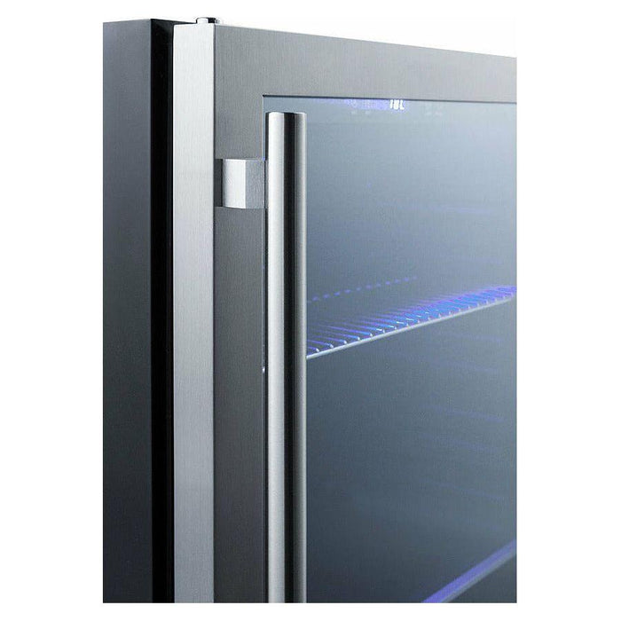 Summit 24 in. Wide Built-In Beverage Cooler with 4.2 Cu. Ft. Capacity, Adjustable Shelves, Lock, Double Pane Tempered Glass Door - SCR2466B