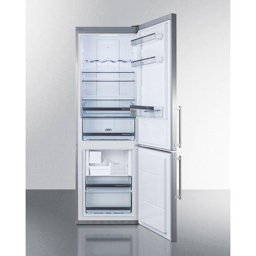 Summit 24 in. Wide Built-In Bottom Freezer Refrigerator With Icemaker - FFBF249SSBIIM