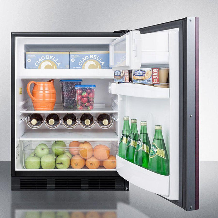 Summit 24 in. Wide Built-In Refrigerator-Freezer, ADA Compliant with 5.1 cu. ft. Capacity, 2 Glass Shelves, Crisper Drawer, Cycle Defrost, ADA Compliant, CFC Free, Wine Shelf, Slim undercounter dimensions - CT663BKBI