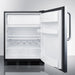 Summit 24 in. Wide Built-In Refrigerator-Freezer, ADA Compliant with 5.1 cu. ft. Capacity, 2 Glass Shelves, Crisper Drawer, Cycle Defrost, Adjustable Glass Shelves, Adjustable Thermostat - CT663BKBISS