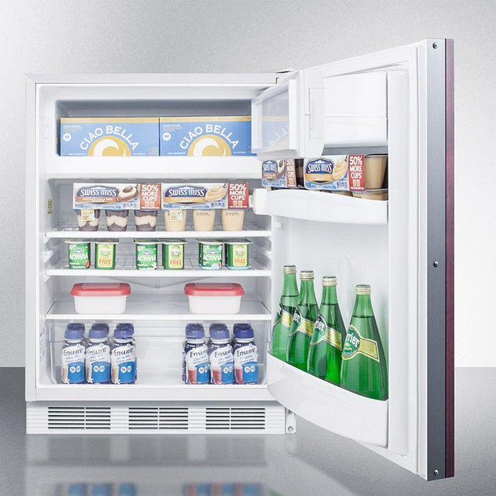 Summit 24 in. Wide Built-In Refrigerator-Freezer, ADA Compliant with 5.1 cu. ft. Capacity, 2 Wire Shelves, Right Hinge with Reversible Doors, with Door Lock, Crisper Drawer, Cycle Defrost, Adjustable Shelves, CFC Free - CT66LWBI