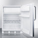 Summit 24 in. Wide Built-In Refrigerator-Freezer with 5.1 cu. ft. Capacity, 2 Glass Shelves, Right Hinge, Crisper Drawer, Cycle Defrost, Adjustable Glass Shelves, Adjustable Thermostat, CFC Free, Wine Shelf, Stainless Steel Exterior - CT661WCSS