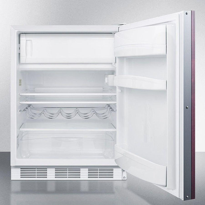 Summit 24 in. Wide Built-In Refrigerator-Freezer with 5.1 cu. ft. Capacity, 2 Glass Shelves, Right Hinge with Reversible Doors, Crisper Drawer, Cycle Defrost, CFC Free, Wine Shelf - CT661WBI