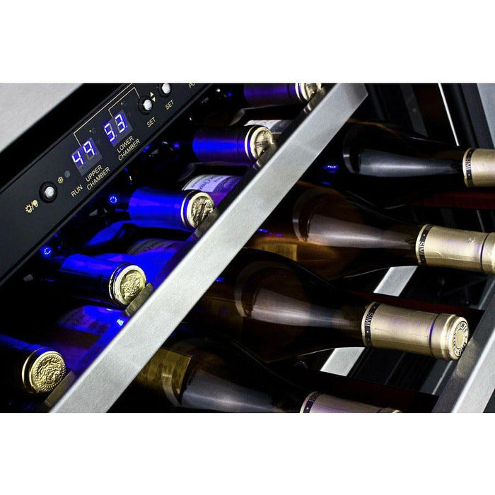 Summit 24 in. Wide Built-In Wine Cellar, ADA Compliant with 46 Bottle Capacity, Right Hinge, Glass Door, With Lock, 6 Extension Wine Racks, Digital Control, Compressor Cooling, ETL Approved, Digital Thermostat - SWC530BLBIST