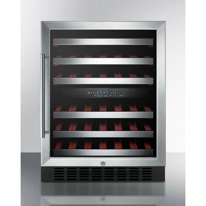 Summit 24 in. Wide Built-In Wine Cellar with 46 Bottle Capacity, Right Hinge, Glass Door, With Lock, 6 Extension Wine Racks, Digital Control, Compressor Cooling, ETL Approved - SWC530BLBIST