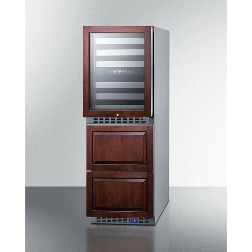 Summit 24 in. Wide Combination Dual-Zone Wine Cellar and 2-Drawer All-Refrigerator (Panels Not Included) with Door Lock, Automatic Defrost, CFC Free, Automatic Defrost, Temperature Memory Function - SWCDAR24