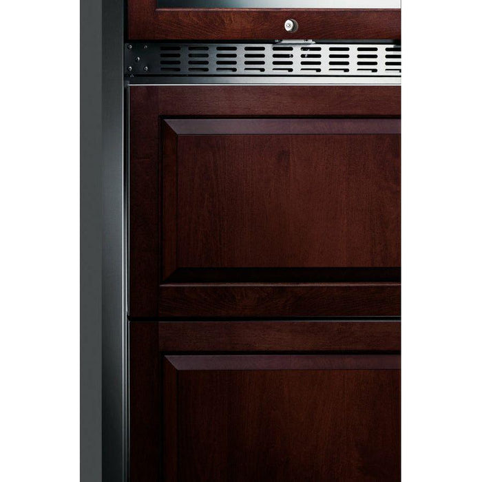 Summit 24 in. Wide Combination Dual-Zone Wine Cellar and 2-Drawer All-Refrigerator (Panels Not Included) with Door Lock, Automatic Defrost, CFC Free, Automatic Defrost, Temperature Memory Function - SWCDAR24