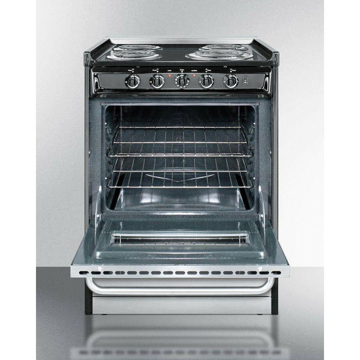 Summit 24 in. Wide Electric Coil Range with 4 Elements, 2.92 cu. ft. Total Oven Capacity, Storage Drawer, ADA Compliant, Storage Drawer - TEM610CRW