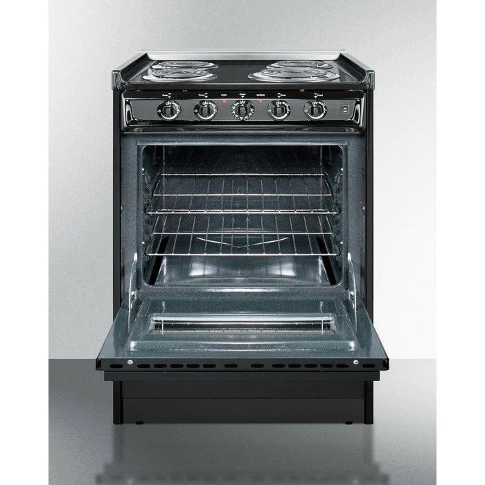 Summit 24 in. Wide Electric Coil Range with 4 Elements, 2.92 cu. ft. Total Oven Capacity, Storage Drawer, ADA Compliant, Storage Drawer - TEM610CRW