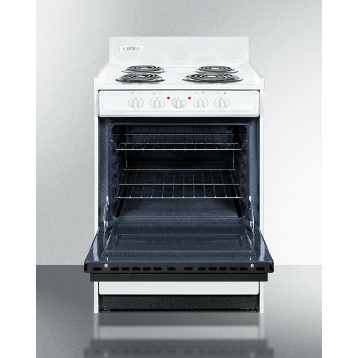 Summit 24 in. Wide Electric Coil Top Range with 4 Coil Elements, 2.92 cu. ft. Total Oven Capacity, Viewing Window, Storage Drawer - WEM630