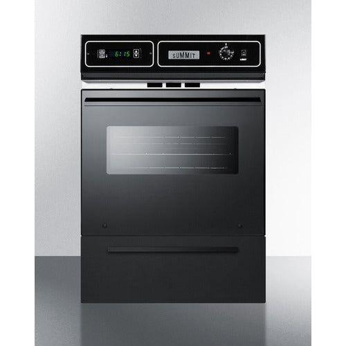 Summit 24 in. Wide Gas Wall Oven with Removable Door, Electronic Ignition, LP Conversion, Porcelain Interior, Lower Broiler, Digital Clock - TTM7212KW