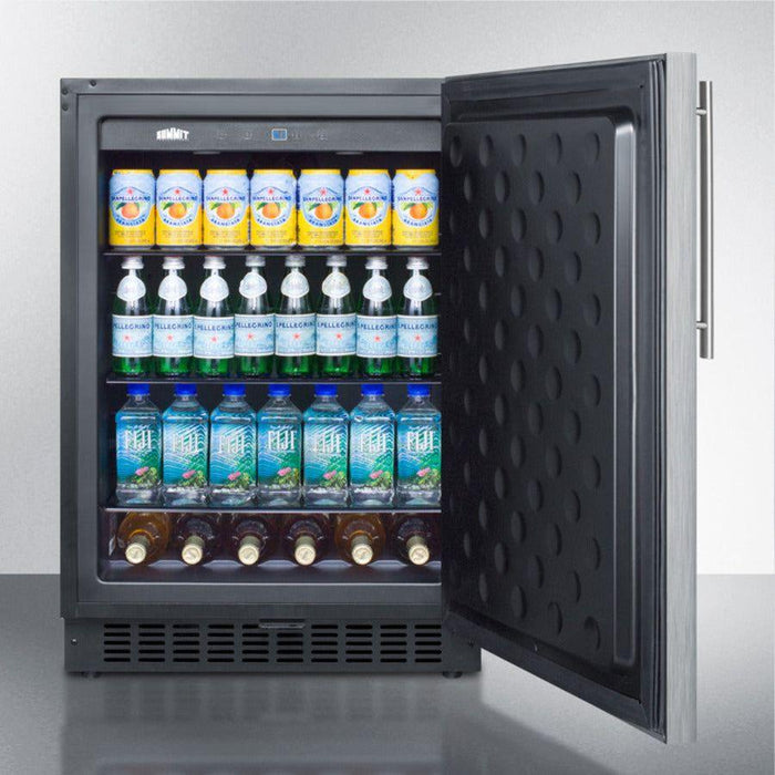 Summit 24 in. Wide Outdoor All-Refrigerator with 4.6 cu. ft. Capacity, 3 Glass Shelves, Right Hinge with Reversible Doors, with Door Lock, Frost Free Defrost Energy Star Certified - SPR627OSCSS