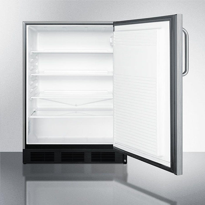 Summit 24 in. Wide Outdoor All-Refrigerator, with 5.5 cu. ft. Capacity, 3 Glass Shelves, Right Hinge, with Door Lock, Automatic Defrost ADA Compliant - SPR7BOSSTADA