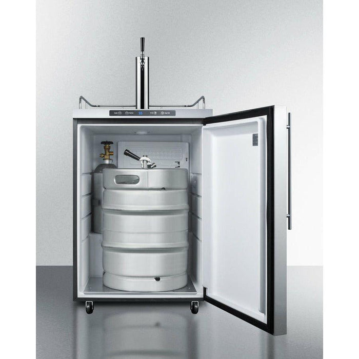 Summit 24 in. Wide Outdoor Kegerator Beer Dispenser with 1 Half-Barrel Capacity, Digital Thermostat, Automatic Defrost - SBC635MOS