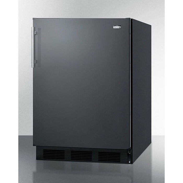 Summit 24 in. Wide Refrigerator-Freezer with 5.1 cu. ft. Capacity, 2 Glass Shelves, Right Hinge, Crisper Drawer, Cycle Defrost, CFC Free, Adjustable Glass Shelves, Adjustable Thermostat - CT663BK