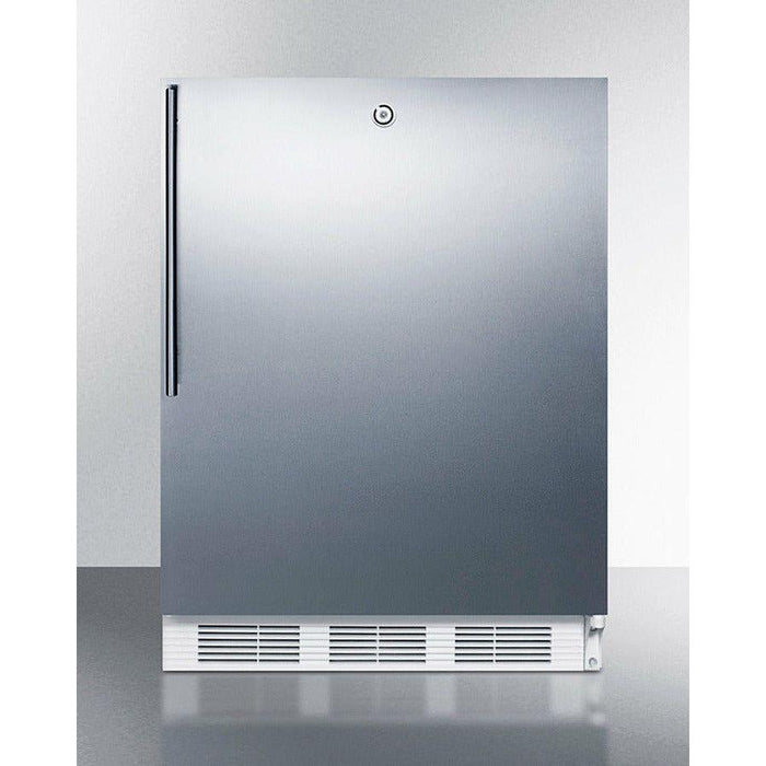 Summit 24 in. Wide Refrigerator-Freezer with 5.1 cu. ft. Capacity, 2 Wire Shelves, Right Hinge, with Door Lock, Crisper Drawer, Cycle Defrost, CFC Free, Factory Installed Lock, Adjustable Shelves, Adjustable Thermostat - CT66LWSSH