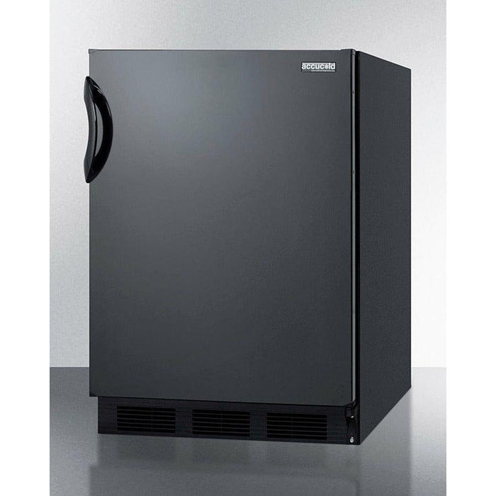 Summit 24 in. Wide Refrigerator-Freezer with 5.1 cu. ft. Capacity, 3 Glass Shelves, Right Hinge with Reversible Doors, Crisper Drawer, Cycle Defrost, CFC Free, Adjustable Thermostat, Dual Evaporator Cooling - CT66BK