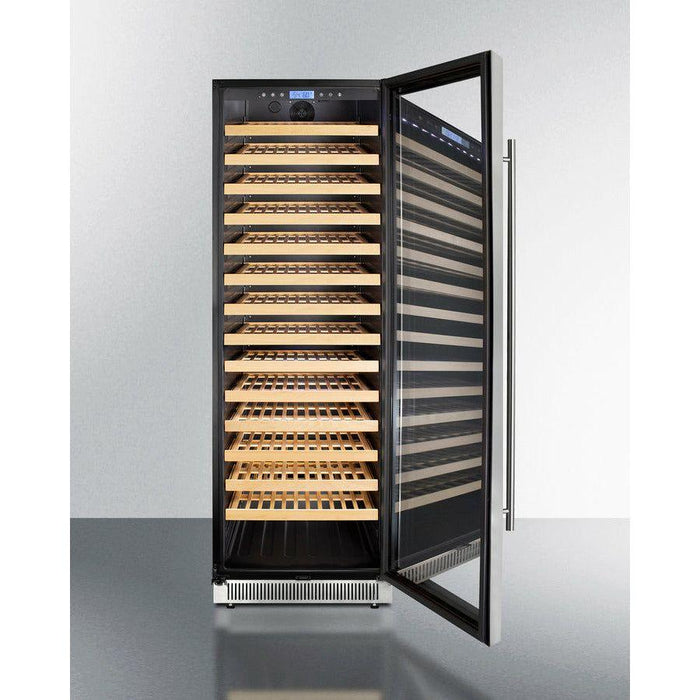 Summit 24 in. Wide Single Zone Wine Cellar with 165 Bottle Capacity, Right Hinge, Glass Door, With Lock, 14 Extension Wine Racks, Digital Control, LED Light, Compressor Cooling, ETL Approved, Digital Thermostat - SWC1926B