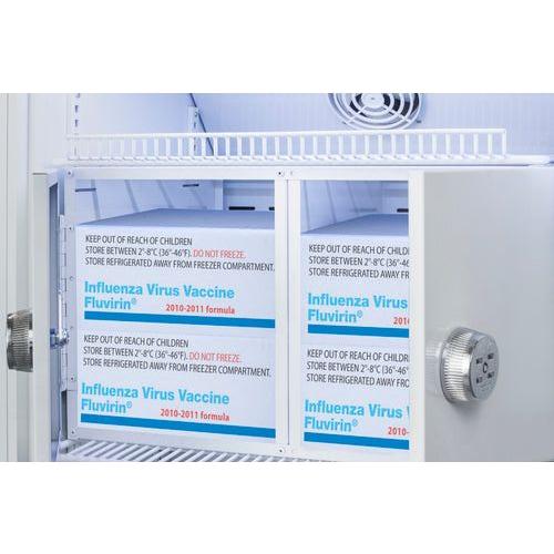 Summit 24" Upright Vaccine Refrigerator with Interior Lockers, 15 cu. ft. Capacity, Door Lock, Right Hinge with Reversible Doors, Automatic Defrost, CFC Free, Eco-Friendly Refrigerant - ARS15PVLOCKER