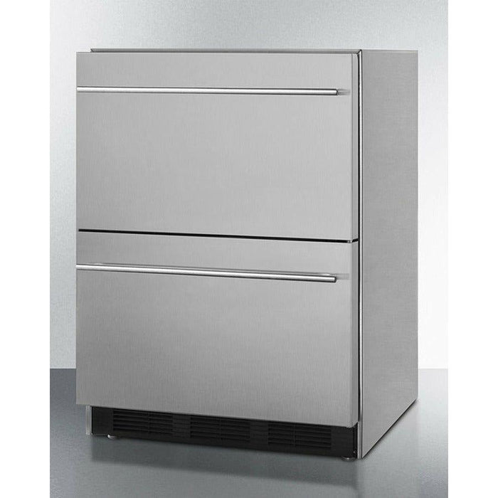 Summit Refrigerators Summit 24" Wide 2-Drawer All-Refrigerator with 3.0 Cu. Ft. Capacity, Adjustable Thermostat, Fan-Forced Cooling - SP6DBS2D7