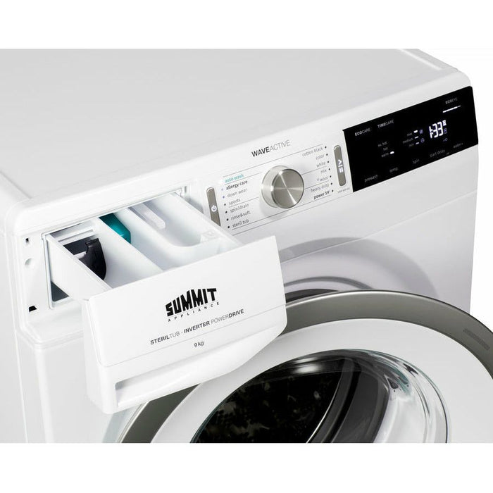 Summit Washers Summit 24" Wide 208-240V Washer with 2.3 Cu. Ft. Capacity, Slim-Fitting Design, Stainless Steel Tub, 14 Wash Settings, Delay Start, Standby Mode - SLW241W