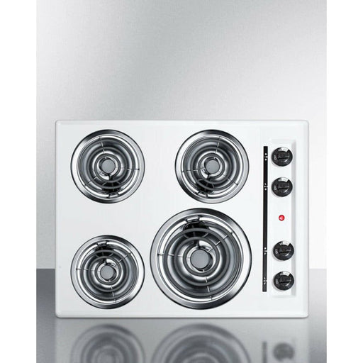 Summit Cooktops Summit 24" Wide 4-Burner Coil Cooktop with 4-Coil Elements, Porcelain Surface, 8-Inch Burner, Three 6-Inch Burners, Push-to-Turn Controls, Recessed Top - WEL03