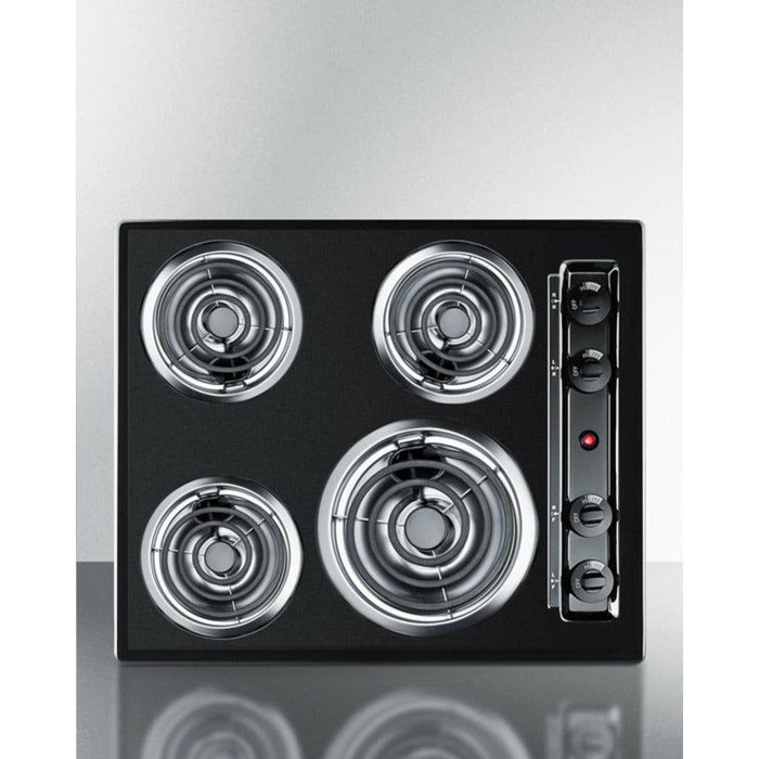 Summit Cooktops Summit 24" Wide 4-Burner Coil Cooktop with 4 Elements, Hot Surface Indicator, UL Safety Listed, Porcelainized Cooking Surface, UL Listed - TEL03