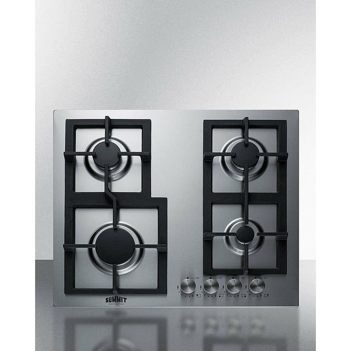 Summit Cooktops Summit 24" Wide 4-Burner Gas Cooktop in Stainless Steel - GCJ4SS
