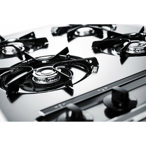 Summit Cooktops Summit 24" Wide 4-Burner Gas Cooktop with 4 Open Burners, Porcelainized Cooking Surface in Brushed Chrome - ZNL03