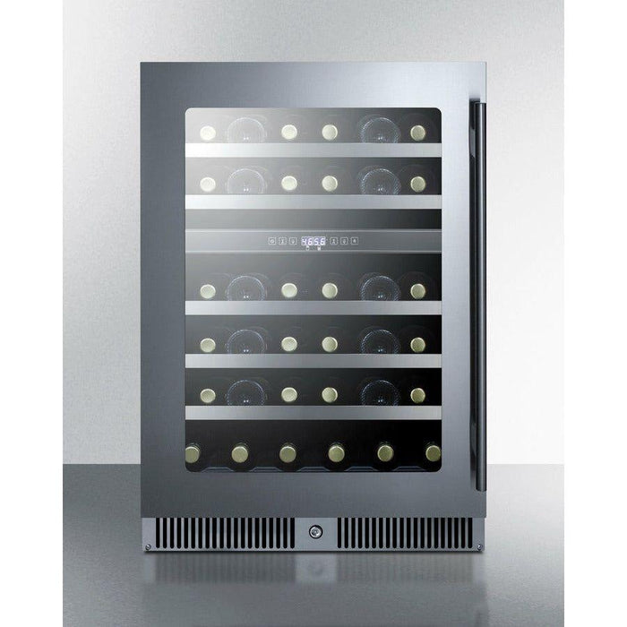 Summit Wine Coolers Summit 24" Wide Built-In Dual-Zone Wine Cellar with 36 Bottle Capacity, Glass Door, With Lock, 5 Extension Wine Racks, Digital Control - CL244WC