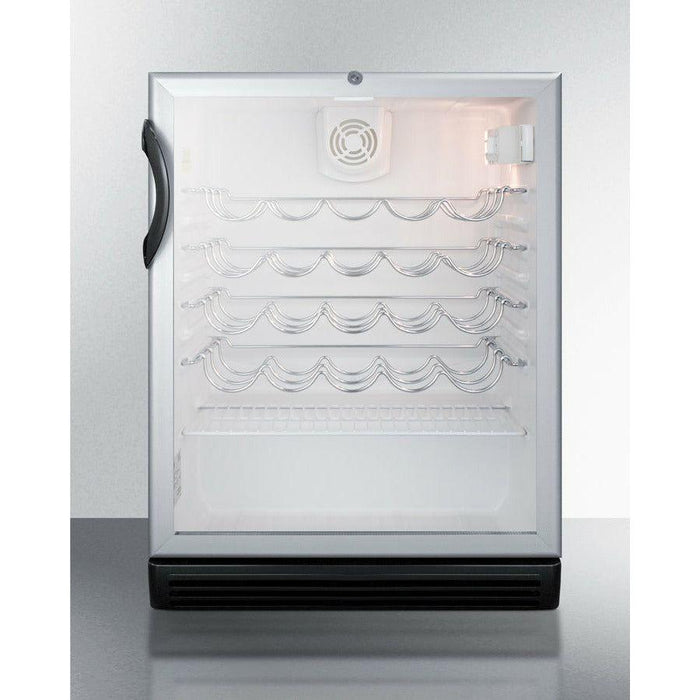 Summit Wine Coolers Summit 24" Wide Built-In Wine Cellar, ADA Compliant with 36 Bottle Capacity, Right Hinge, Glass Door, With Lock, 4 Adjustable Wine Racks, Analog Control, LED Light, Compressor Cooling, ETL Approved, CFC Free - SWC6GBL