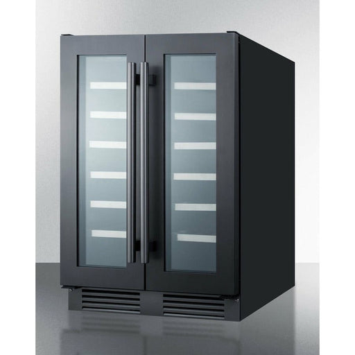 Summit Wine Coolers Summit 24" Wide Built-In Wine Cellar with 42 Bottle Capacity, Both Hinge, Glass Door, 12 Extension Wine Racks, Digital Control, LED Light, Compressor Cooling, Digital Thermostat, Built-In capable, Dual Zone, Wooden shelves - SWC24GKS