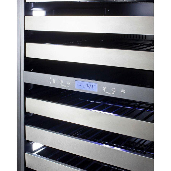 Summit Wine Coolers Summit 24" Wide Dual-Zone Wine Cellar with 163 Bottle Capacity, With Lock, 13 Extension Wine Racks, Digital Control, LED Light, Compressor Cooling, ETL Approved, CFC Free, High/Low Temperature Alarm, Double Pane Tempered Glass Door - SWCP2163