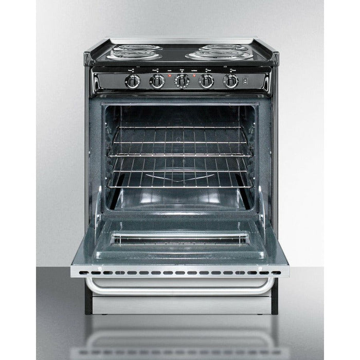 Summit Ranges Summit 24" Wide Electric Coil Range with 4 Elements, 2.92 cu. ft. Total Oven Capacity, Storage Drawer, ADA Compliant, Storage Drawer - TEM610CRW