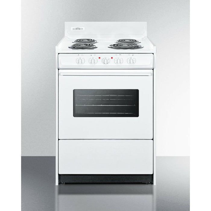Summit Ranges Summit 24" Wide Electric Coil Top Range with 4 Coil Elements, 2.92 cu. ft. Total Oven Capacity, Storage Drawer, ADA Compliant - WEM610