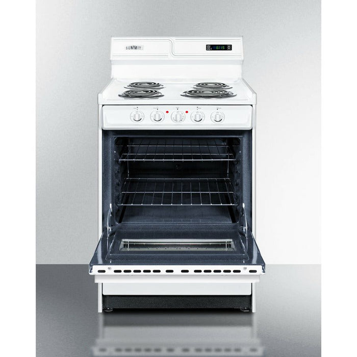 Summit Ranges Summit 24" Wide Electric Coil Top Range with 4 Coil Elements, 2.92 cu. ft. Total Oven Capacity, Viewing Window, Storage Drawer - WEM630