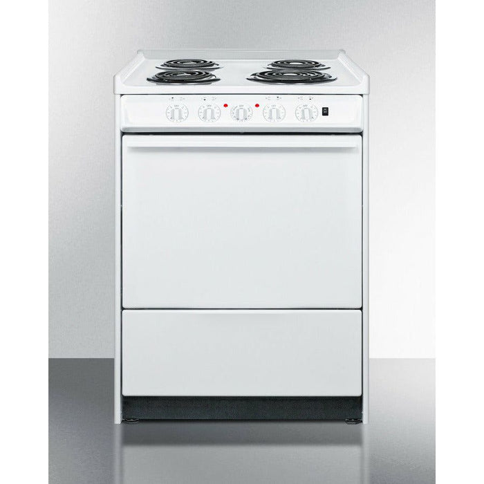 Summit Ranges Summit 24" Wide Electric Coil Top Range with 4 Elements, 2.92 cu. ft. Total Oven Capacity, Storage Drawer, ADA Compliant, Storage Drawer - WEM610R