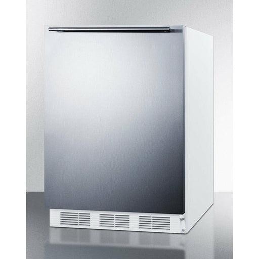 Summit Refrigerators Horizontal Handle Summit 24" Wide Refrigerator-Freezer, ADA Compliant with 5.1 cu. ft. Capacity, 2 Glass Shelves, Right Hinge with Reversible Doors, Crisper Drawer, Cycle Defrost, ADA Compliant, Adjustable Glass Shelves, Adjustable Thermostat, CFC Free - CT661WSSH